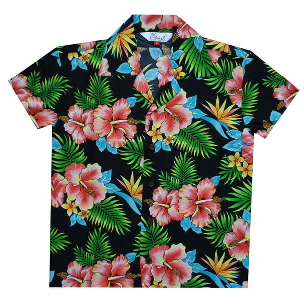 Hawaiian Shirts Boys Allover Print Beach Aloha Party Camp Short Sleeve Holiday